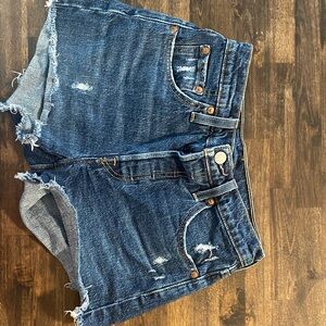 Levi's Dark Blue Distressed Jean Shorts